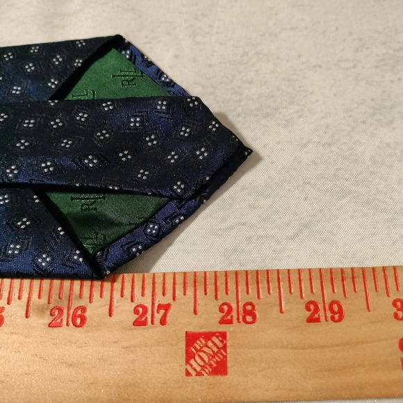 Lauren Ralph Lauren Men's Silk Tie Blue Black Pattern Made in USA 4 x 56 - Picture 7 of 8